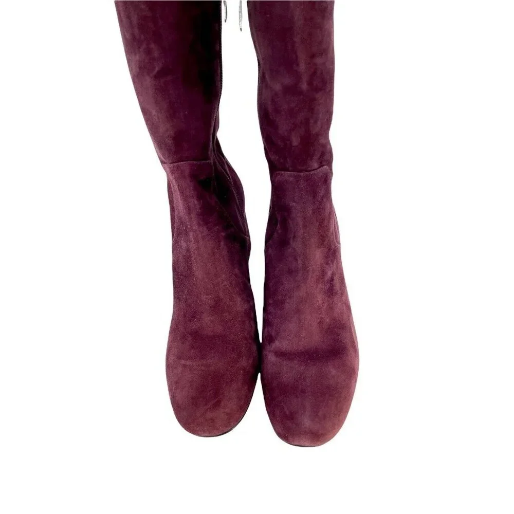 Sam Edelman Boots Elina Suede Leather Over Knee Boots Burgundy Sz 6 New